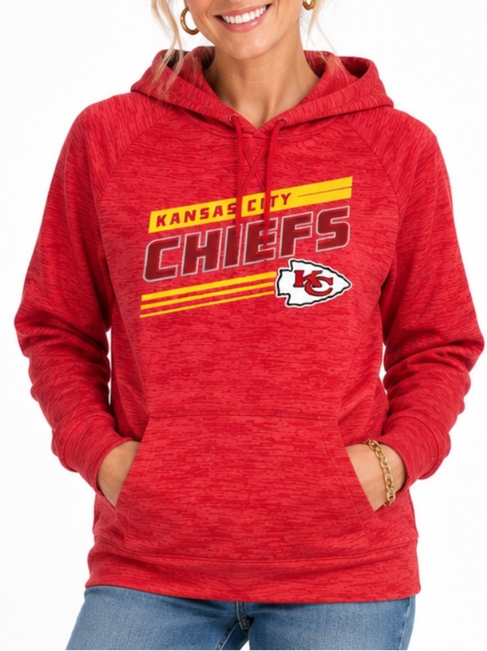 NFL Kansas City Chiefs Women’s Medium Red Pullover Hoodie Sweatshirt SZ MED EUC